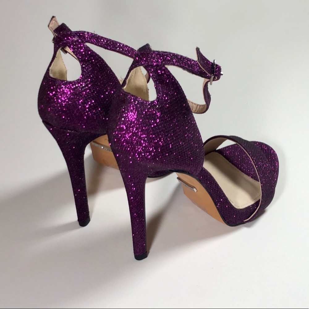 TopShop Ralphie Ankle Strap Purple glitter Heels